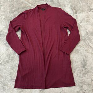 J. Jill Wearever Collection Burgundy Long Sweater Cardigan Women's MEDIUM